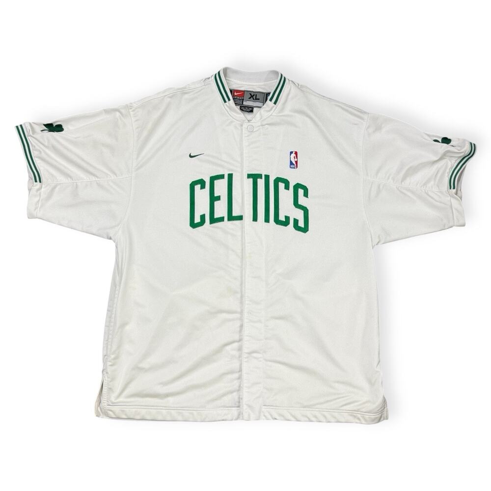 Vintage Nike Boston Celtics NBA Warm Up Shooting Shirt Jacket White XL